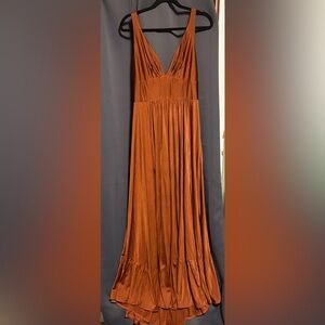 Elegant Burnt Orange Long Dress